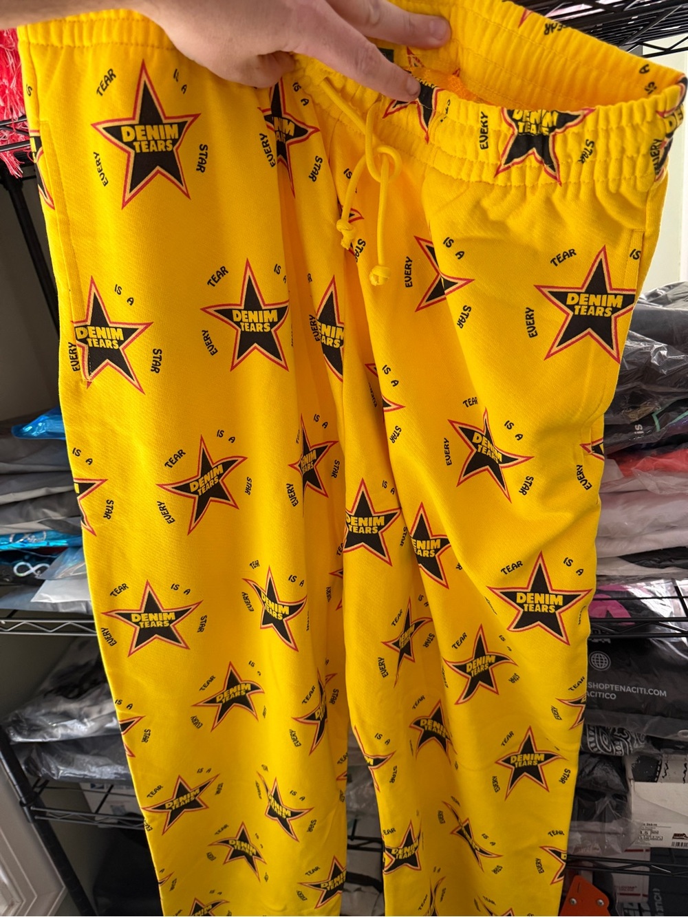 Denim Tears Yellow Star-Print Joggers